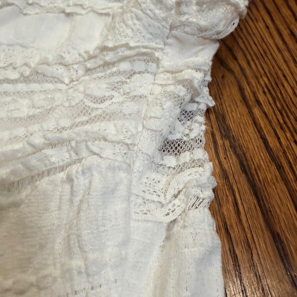 Good Days Project White Lace Tiered V-Neck Cap Sleeve Top Size XL - Picture 6 of 8